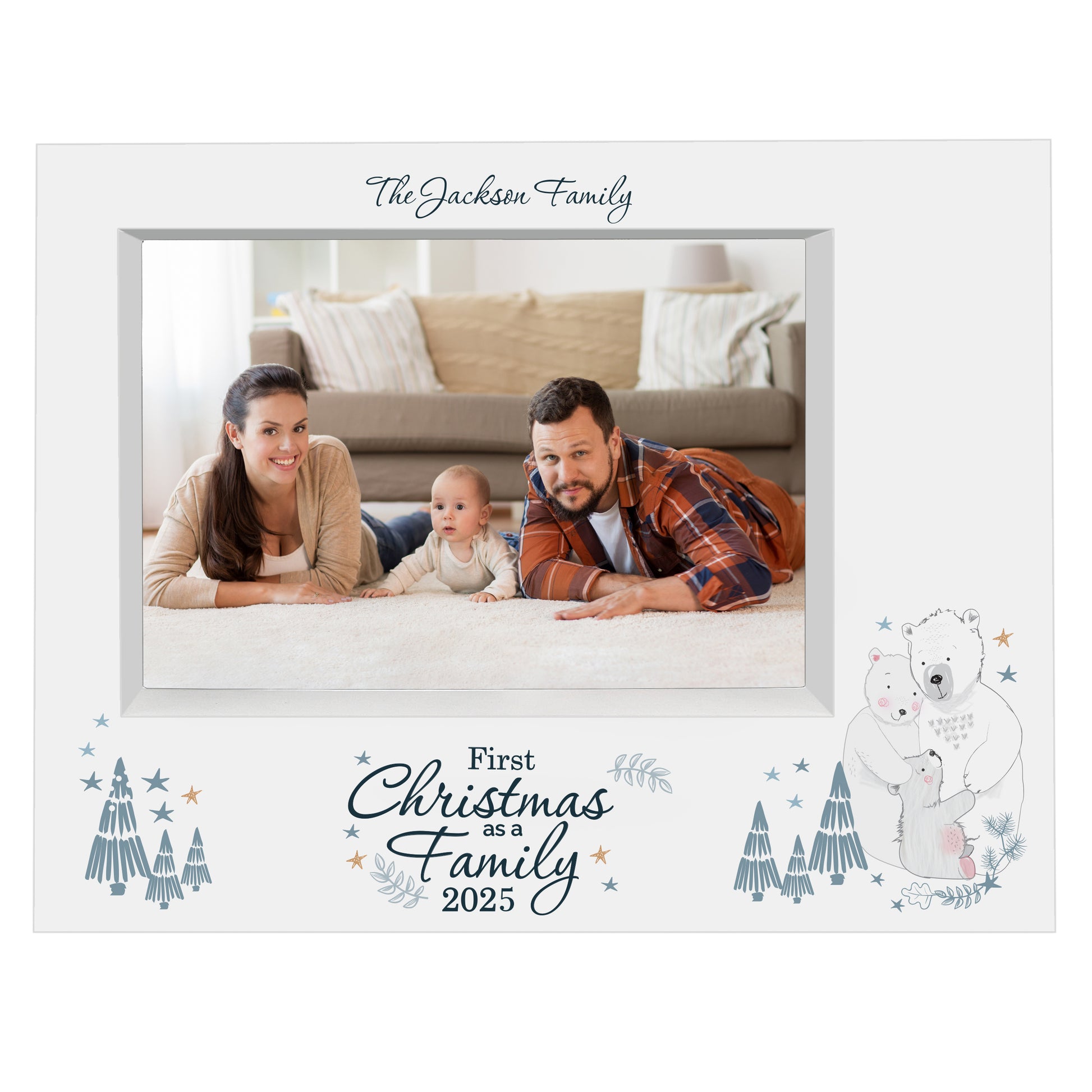Personalised Polar Bear '1st Christmas As A Family' 5x7 Box Photo Frame - image 4