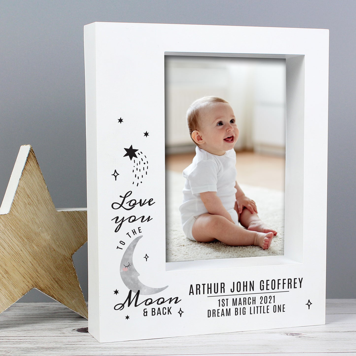 Personalised Baby To The Moon and Back 5x7 Box Photo Frame from Heartfelt Gifts