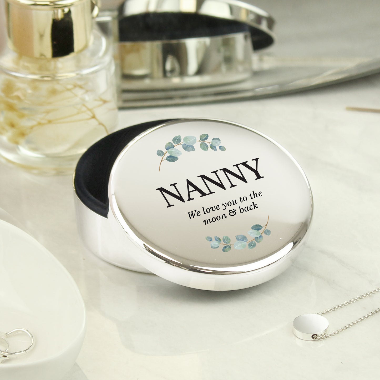 Personalised Botanical Round Trinket Box - image 3