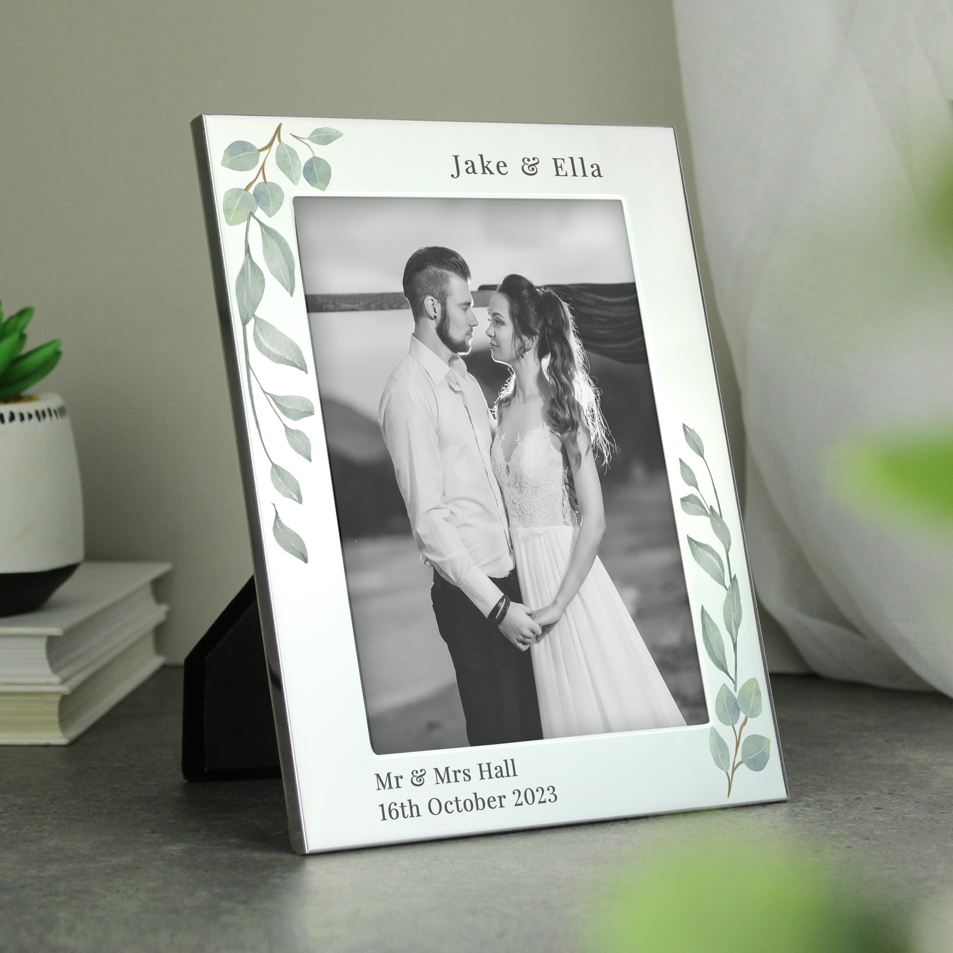 Personalised Botanical 6x4 Silver Photo Frame from Heartfelt Gifts