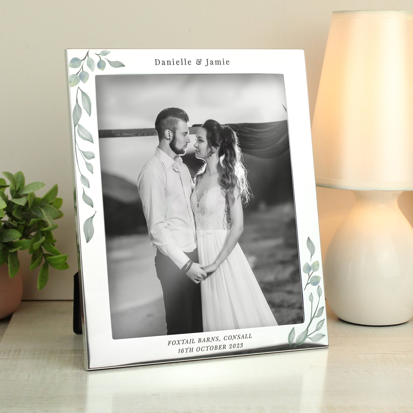 Personalised Botanical 10x8 Silver Photo Frame - image 2