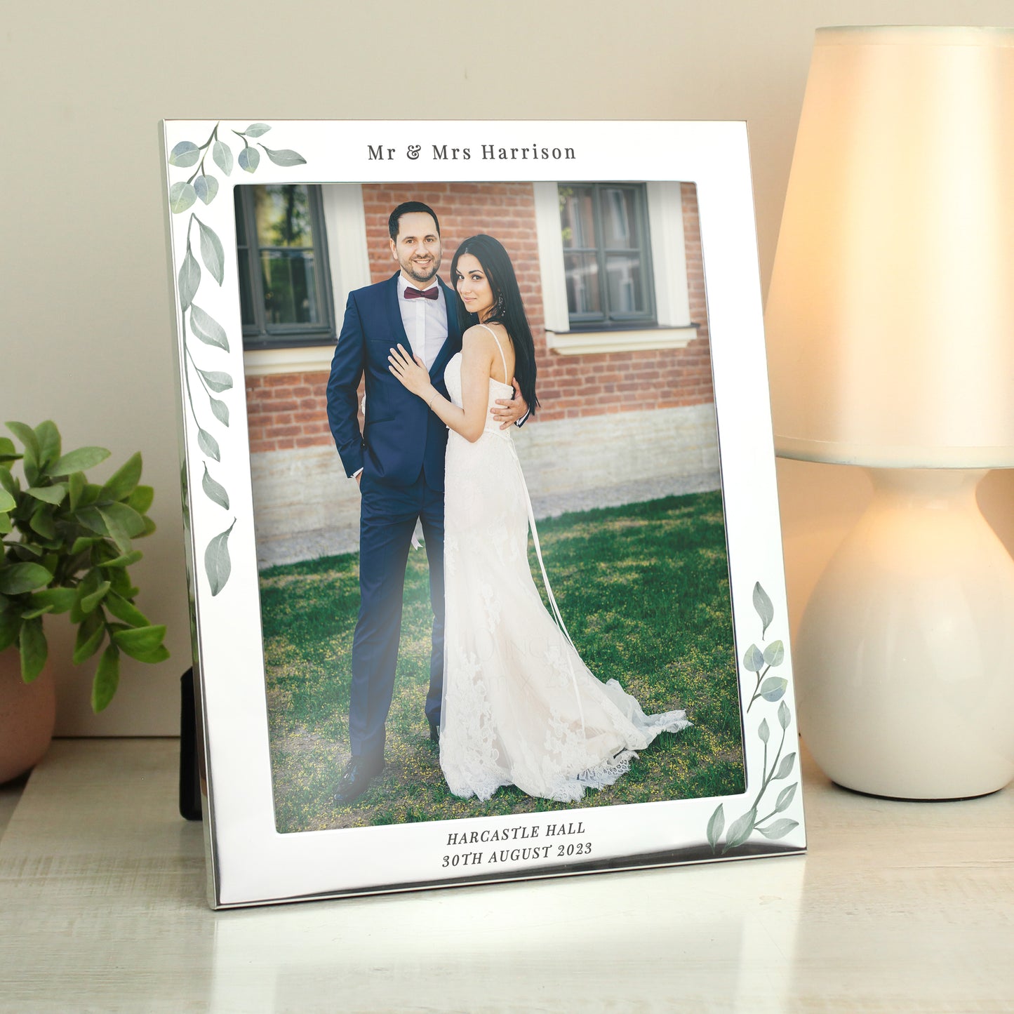 Personalised Botanical 10x8 Silver Photo Frame - image 3