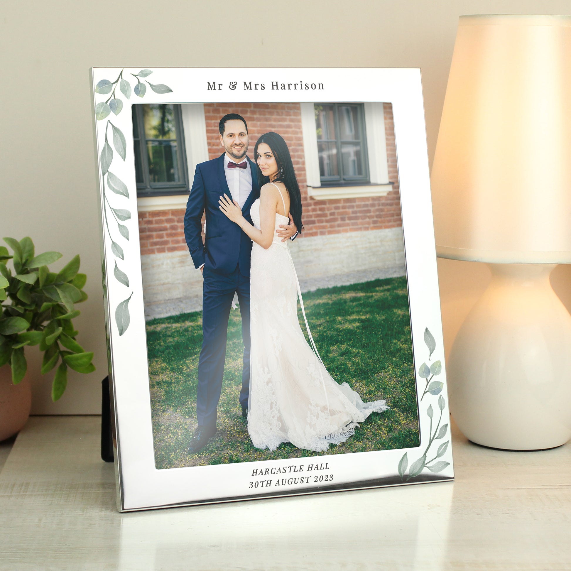 Personalised Botanical 10x8 Silver Photo Frame - image 3