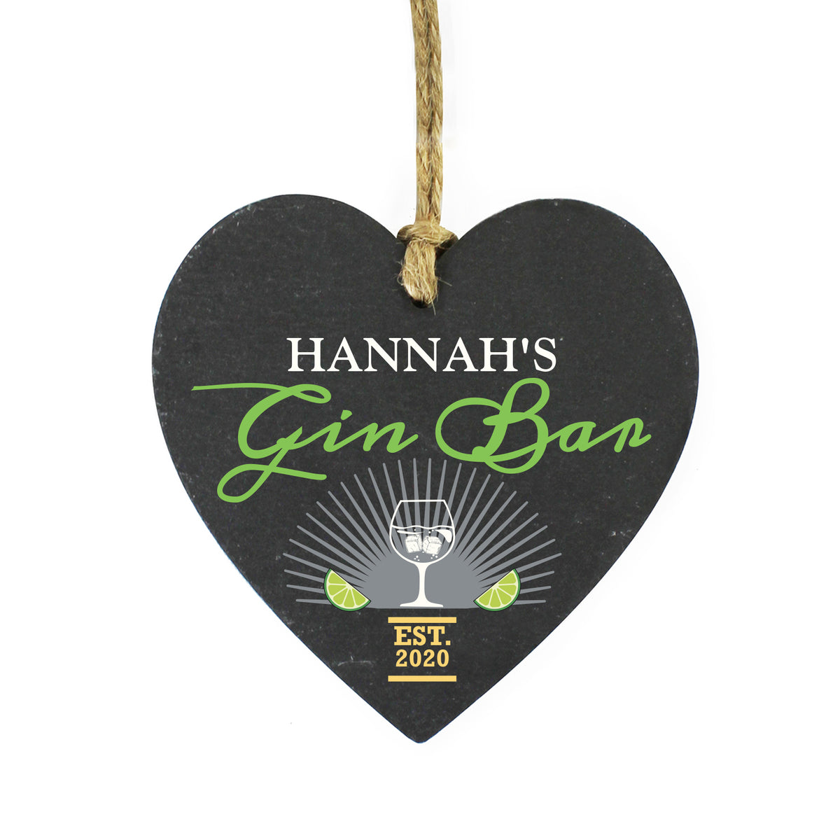 Personalised Gin Bar Slate Heart Decoration - image 2