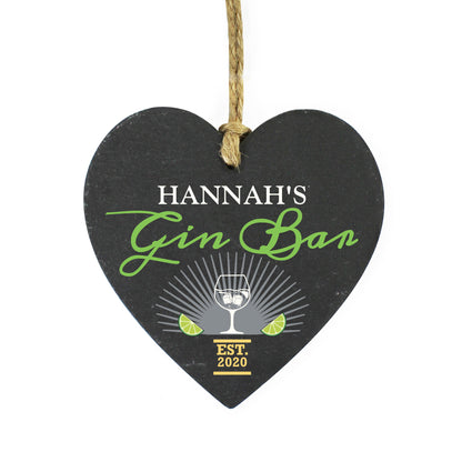 Personalised Gin Bar Slate Heart Decoration - image 2