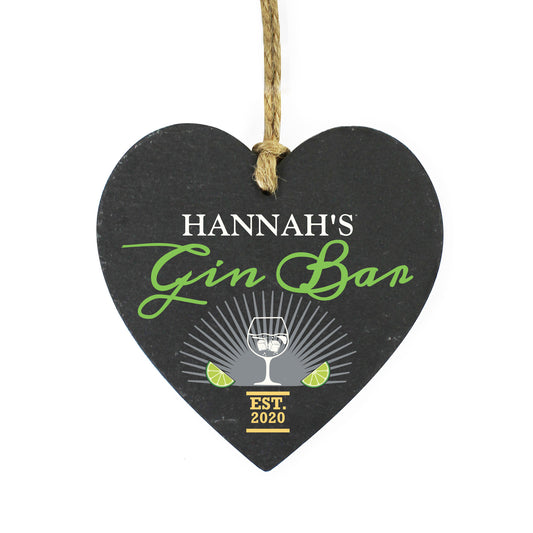 Personalised Gin Bar Slate Heart Decoration - image 2