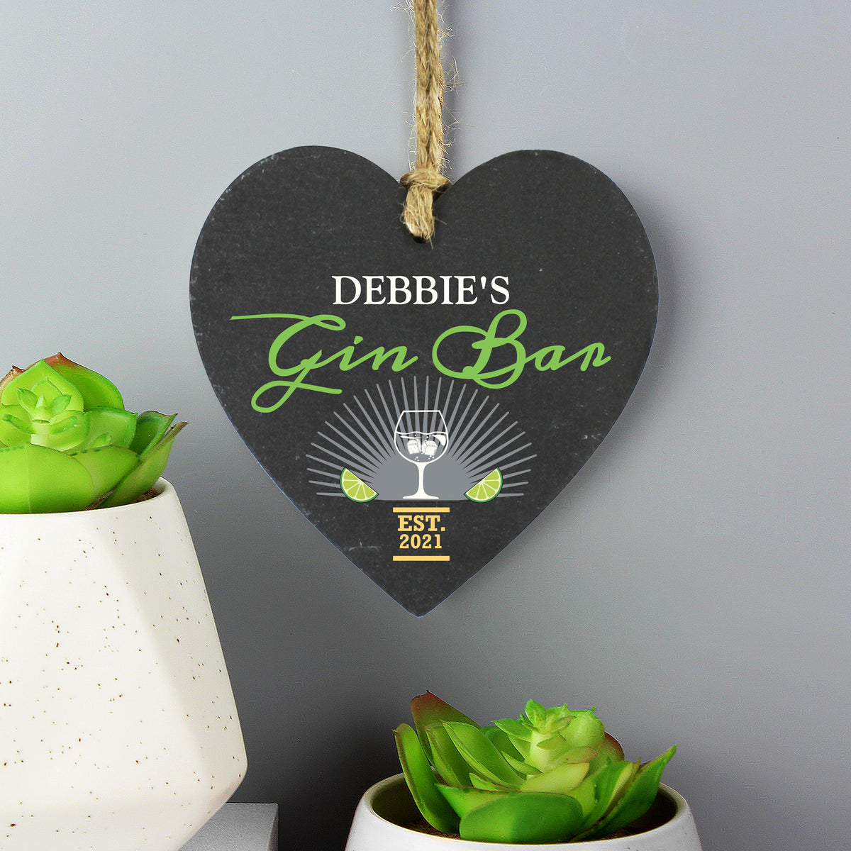 Personalised Gin Bar Slate Heart Decoration - image 3