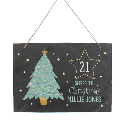 Personalised Christmas countdown slate sign with supplied chalk