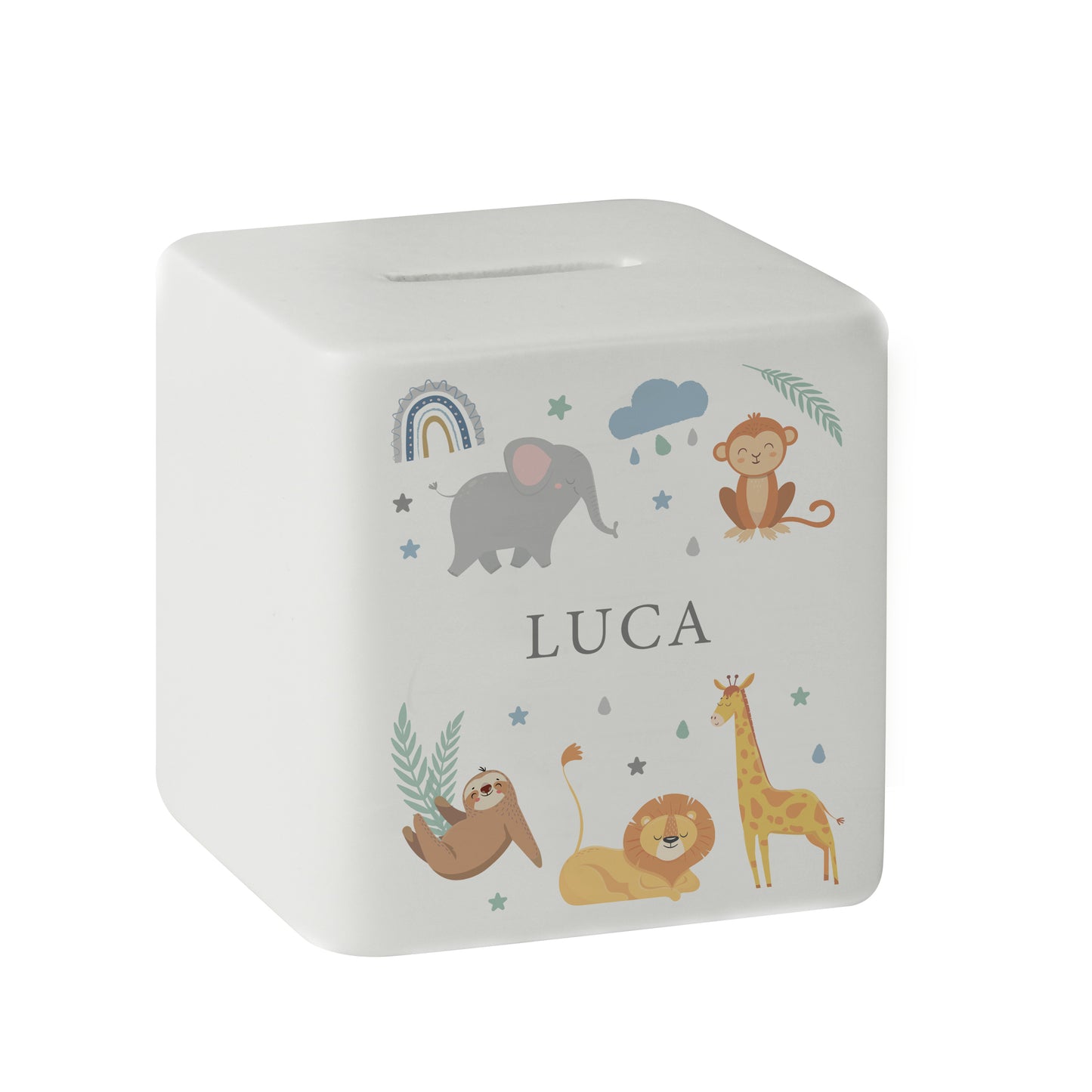 Personalised Safari Animals Ceramic Square Money Box - image 5
