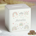 Personalised Rainbow Ceramic Square Money Box from Heartfelt Gifts