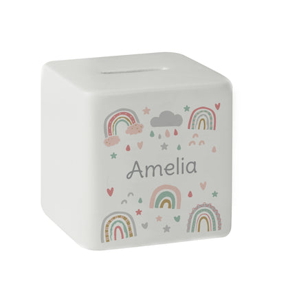 Personalised Rainbow Ceramic Square Money Box - image 5
