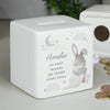 Personalised Baby Bunny Ceramic Square Money Box