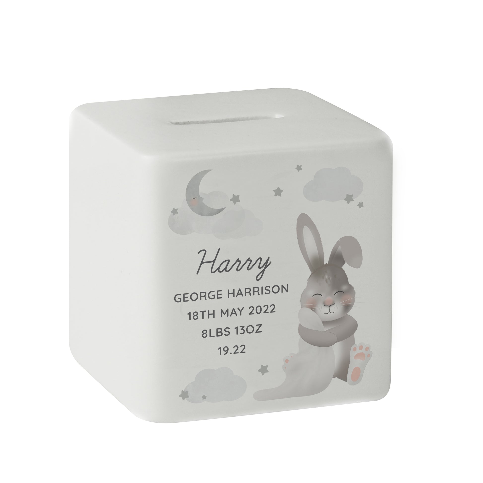 Personalised Baby Bunny Ceramic Square Money Box - image 5