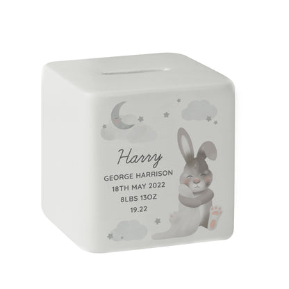 Personalised Baby Bunny Ceramic Square Money Box - image 5