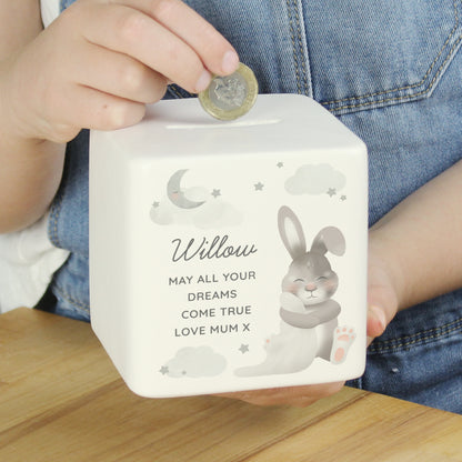 Personalised Baby Bunny Ceramic Square Money Box - image 7