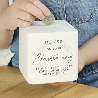 Personalised Christening Ceramic Square Money Box - image 4