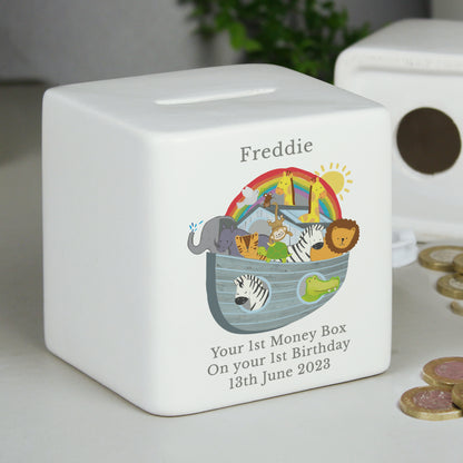 Personalised Noahs Ark Ceramic Square Money Box - image 3