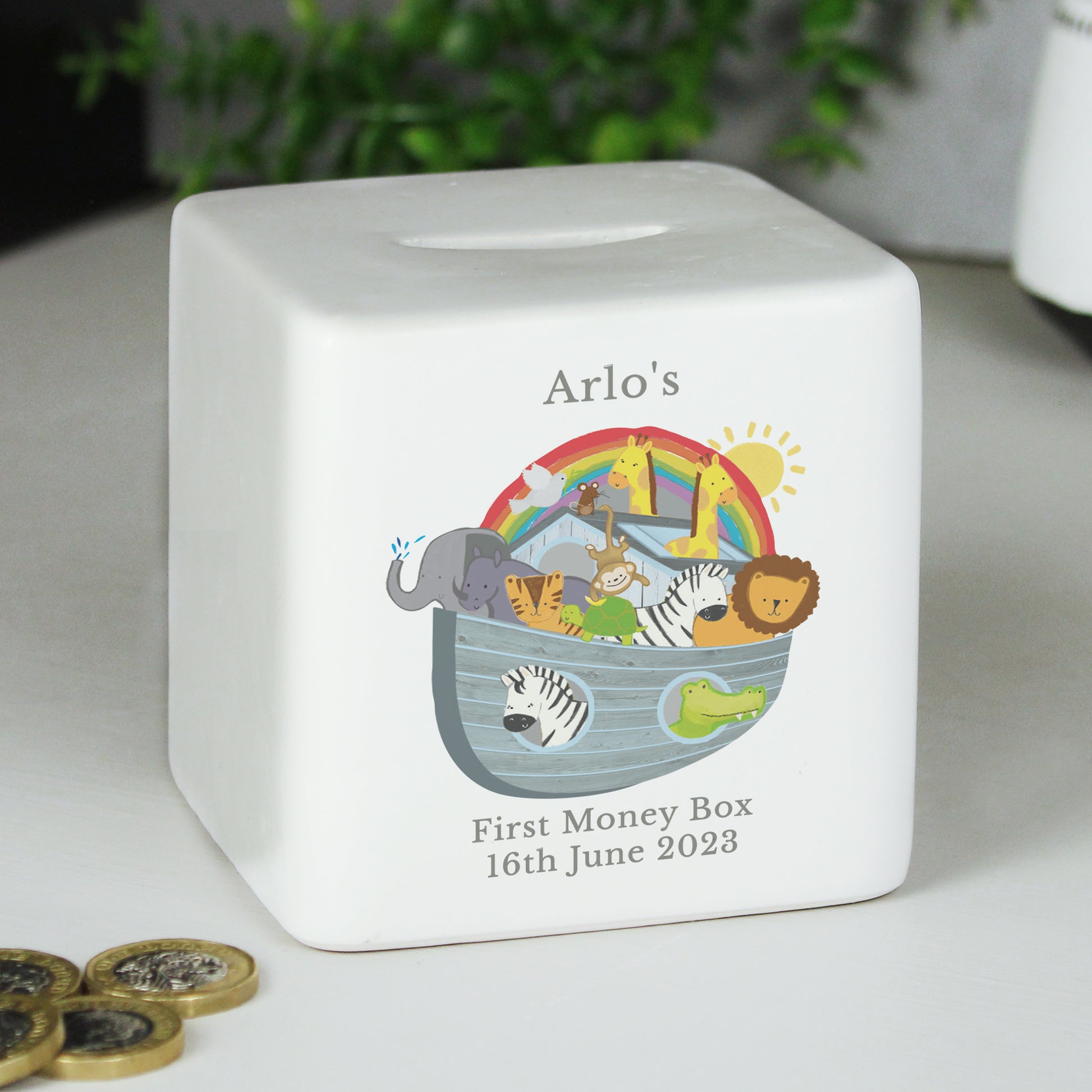 Personalised Noahs Ark Ceramic Square Money Box - image 8