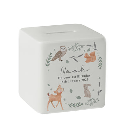 Personalised Woodland Animals Ceramic Square Money Box - image 5
