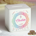 Personalised Dreamcatcher Ceramic Square Money Box from Heartfelt Gifts