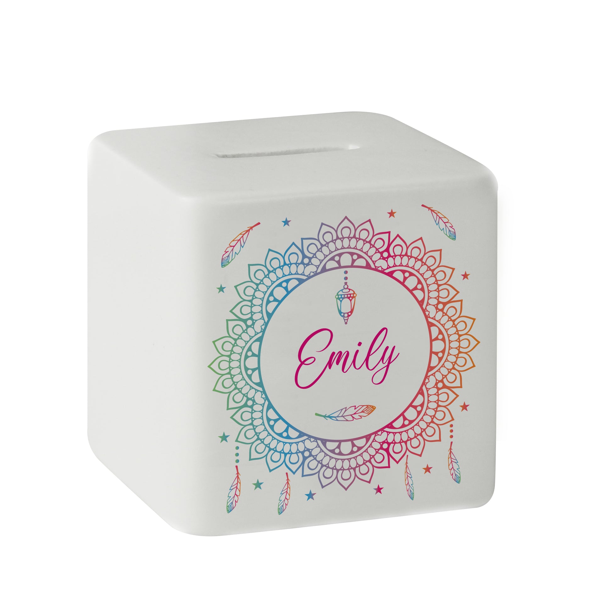Personalised Dreamcatcher Ceramic Square Money Box - image 5