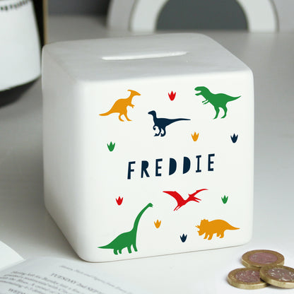 Personalised Dinosaur Ceramic Square Money Box - image 2