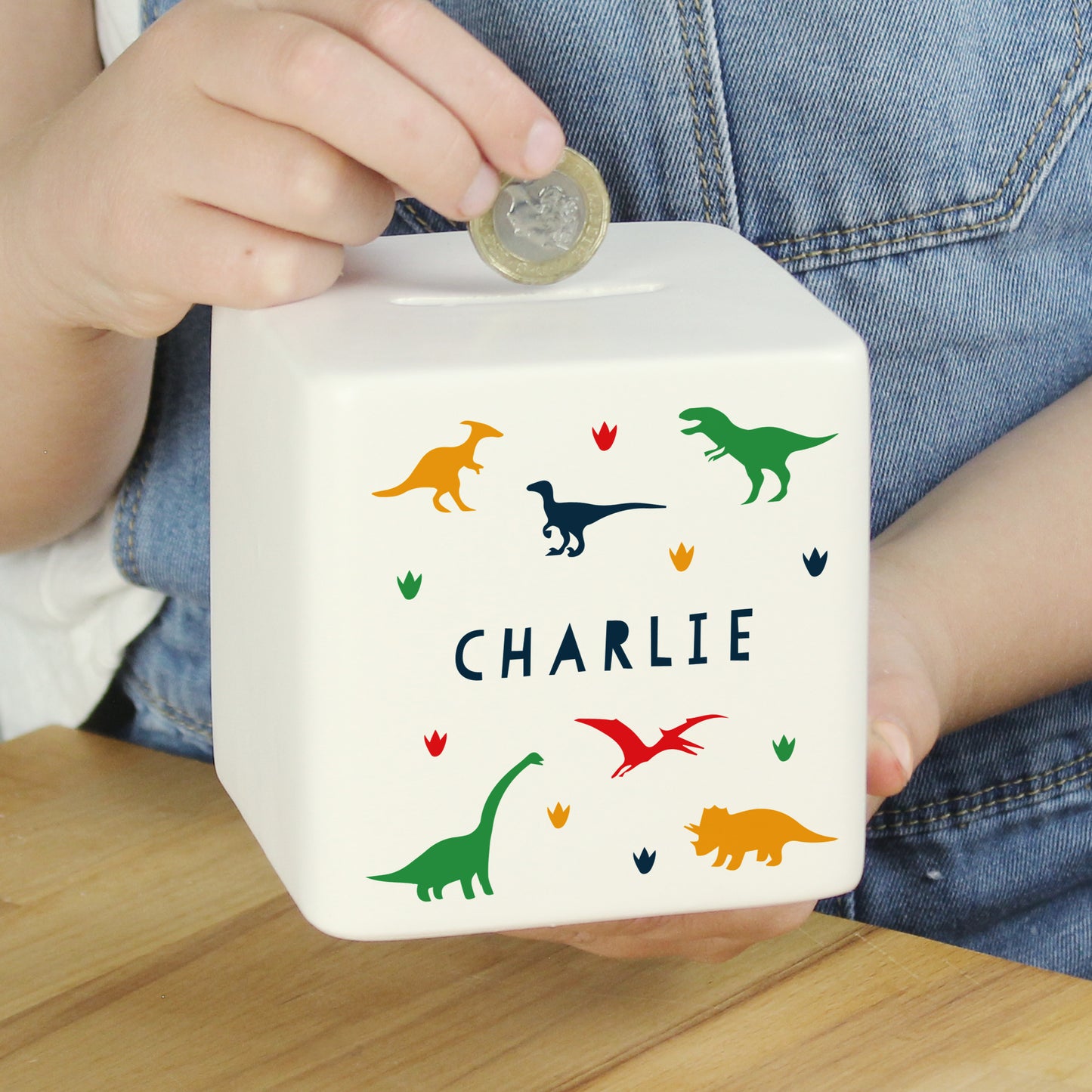 Personalised Dinosaur Ceramic Square Money Box - image 4