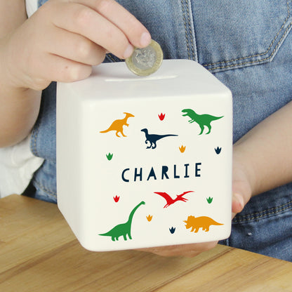 Personalised Dinosaur Ceramic Square Money Box - image 4