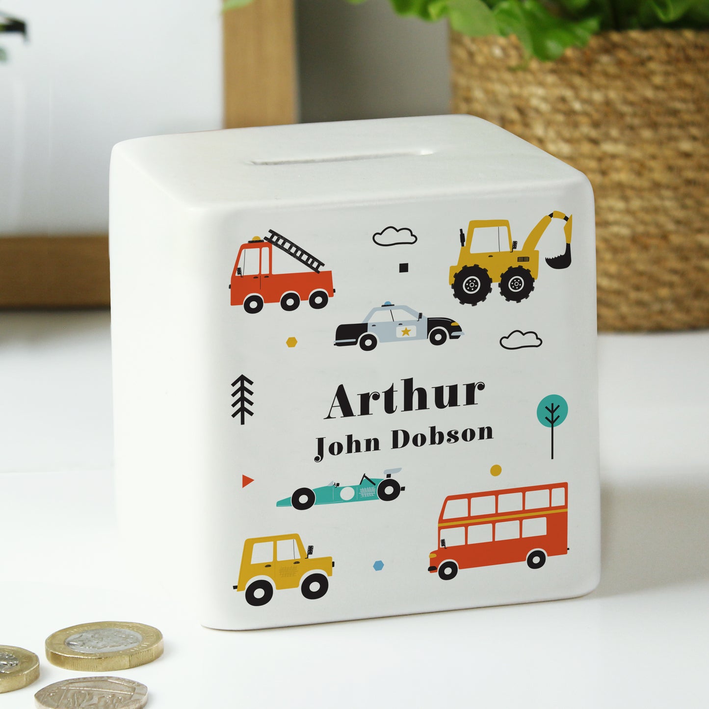 Personalised Vehicles Ceramic Square Money Box - image 2