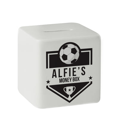 Personalised Football Badge Ceramic Square Money Box - image 5