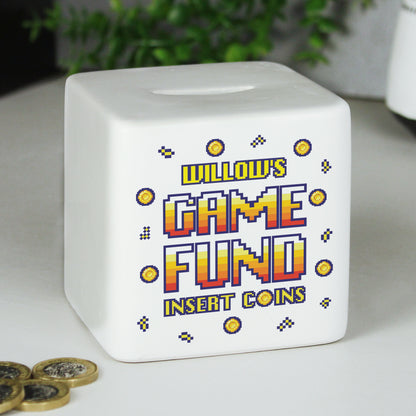 Personalised Gaming Fund Ceramic Square Money Box - image 2