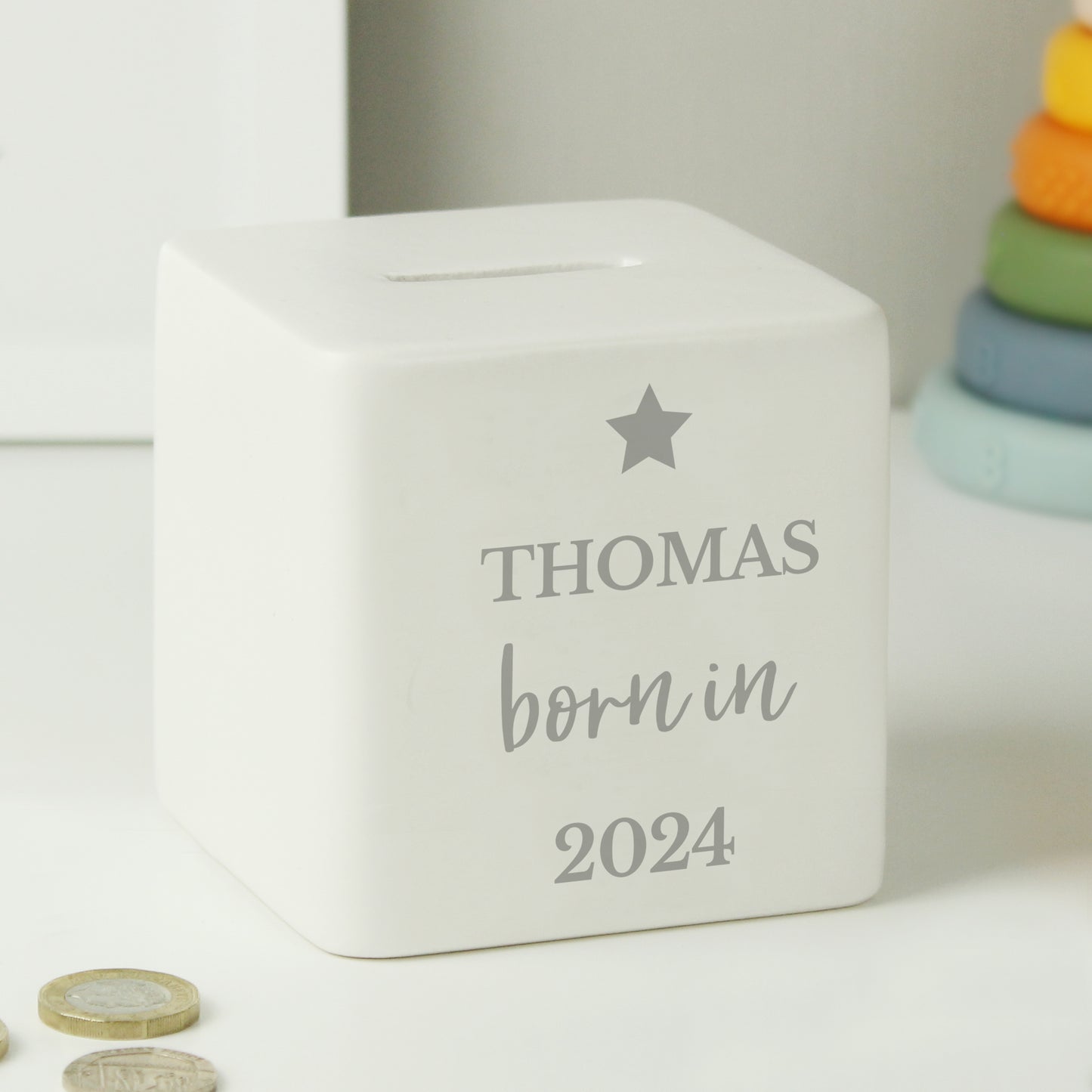 Personalised Born in Money Box from Heartfelt Gifts