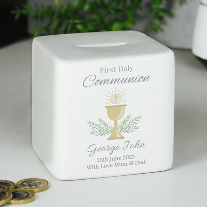 Personalised First Holy Communion Ceramic Square Money Box - image 3