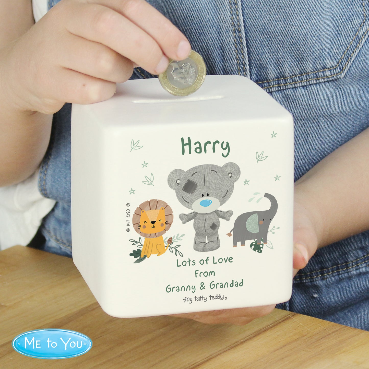 Personalised Tiny Tatty Teddy Jungle Animals Money Box - image 4