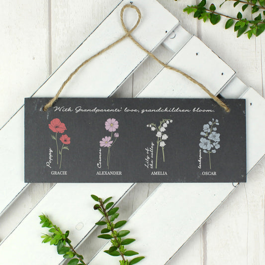 Personalised Flower of the Month Hanging Slate Plaque from Heartfelt Gifts