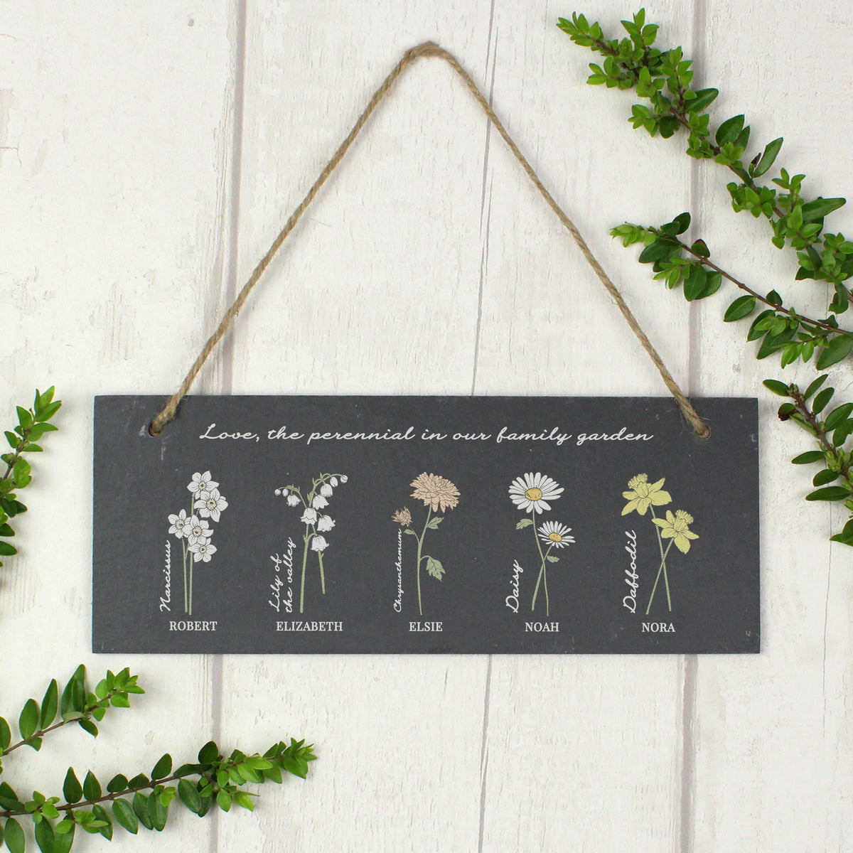Personalised Flower of the Month Hanging Slate Plaque - image 2