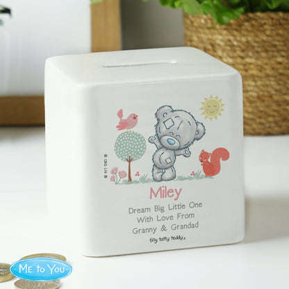 Personalised Tiny Tatty Teddy Woodland Animal Money Box from Heartfelt Gifts