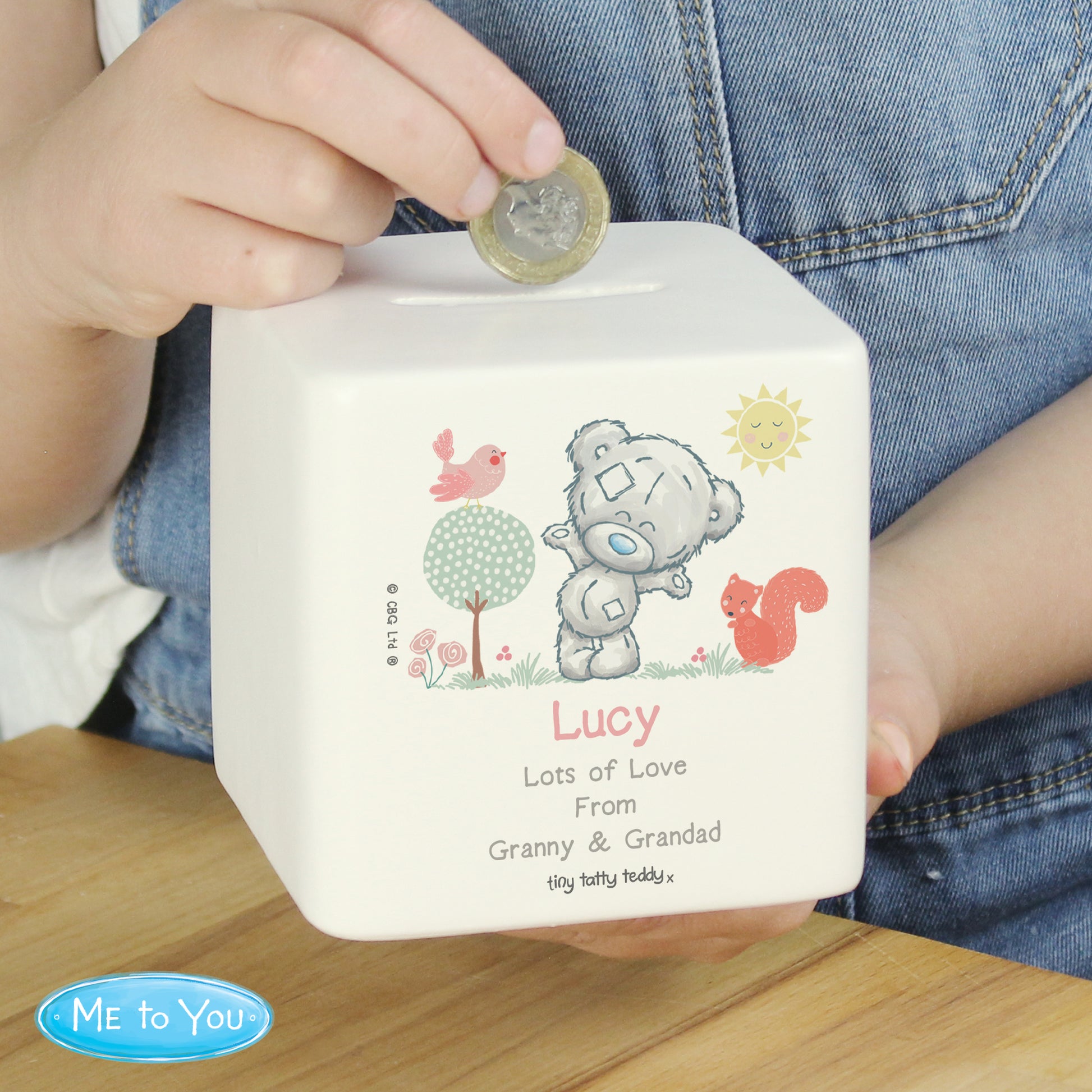 Personalised Tiny Tatty Teddy Woodland Animal Money Box - image 4