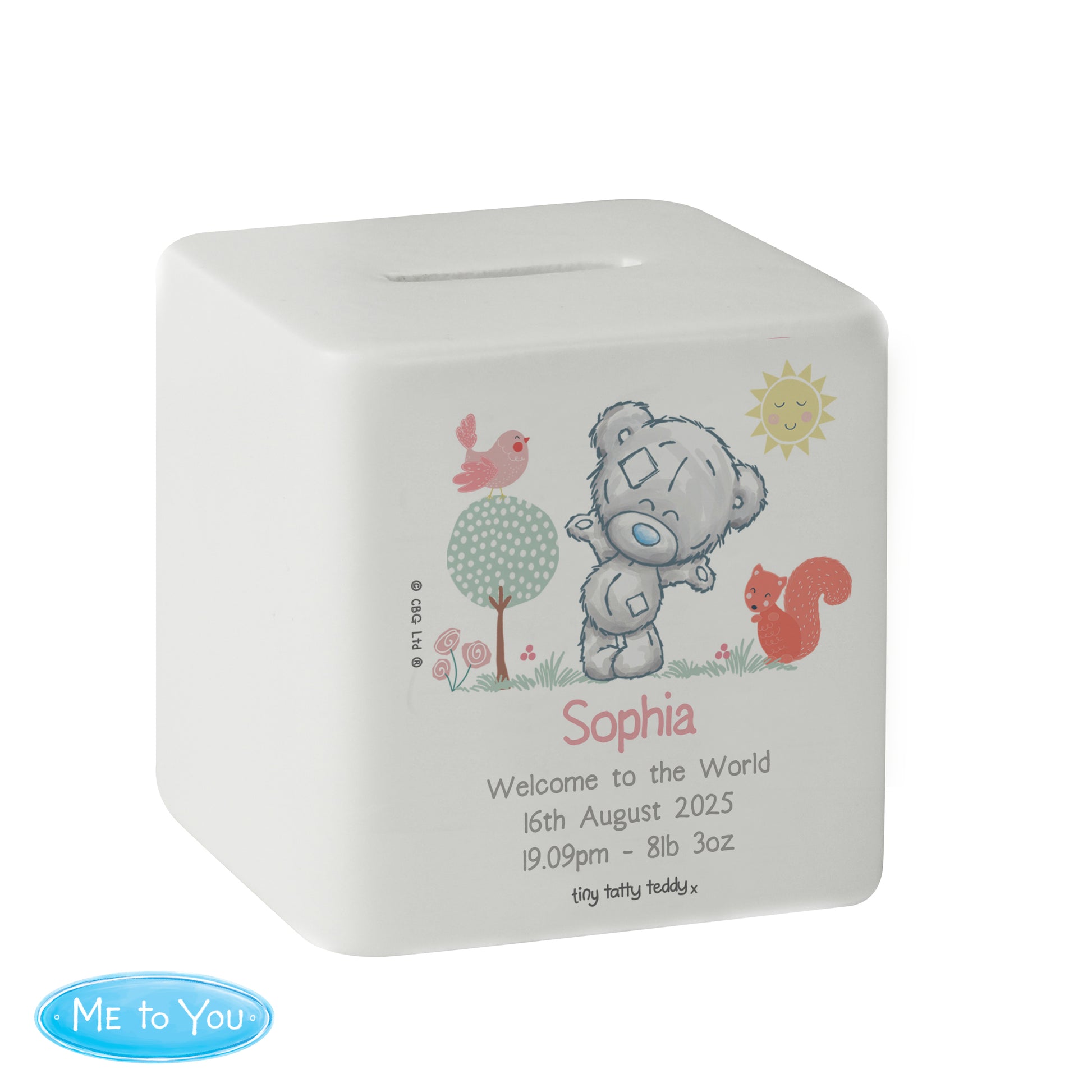 Personalised Tiny Tatty Teddy Woodland Animal Money Box - image 5