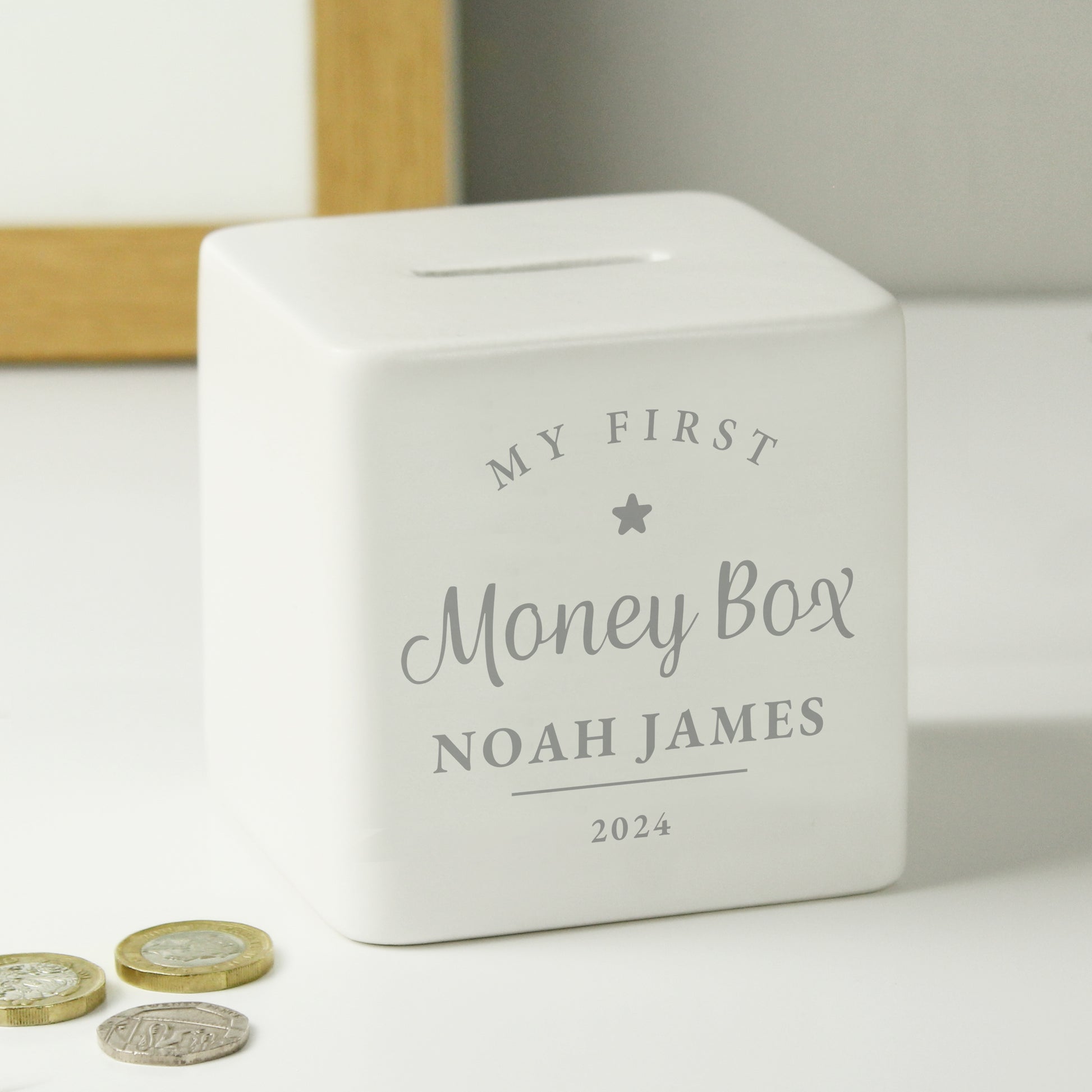 Personalised My First Ceramic Square Money Box - image 2