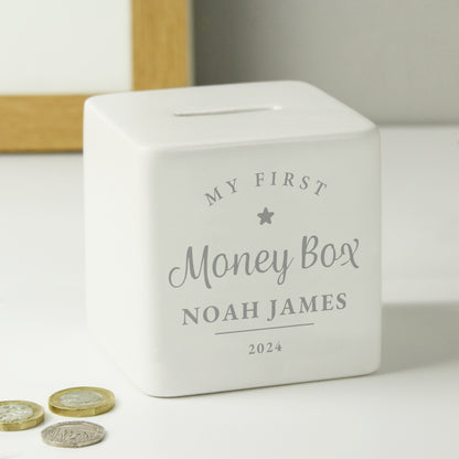 Personalised My First Ceramic Square Money Box - image 2