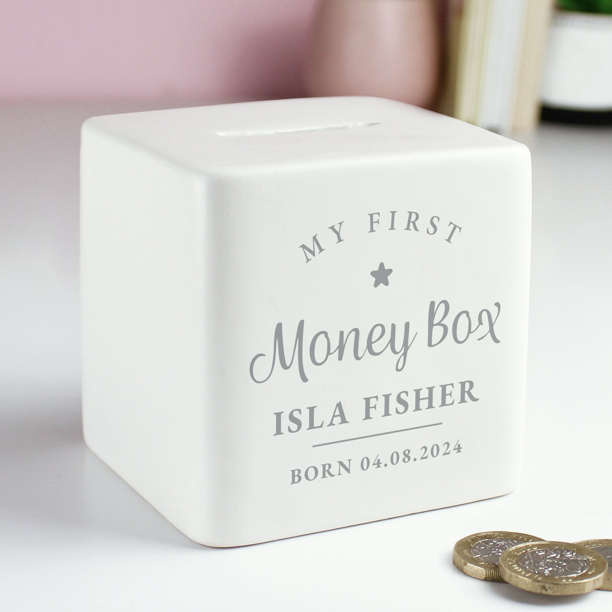 Personalised My First Ceramic Square Money Box - image 3