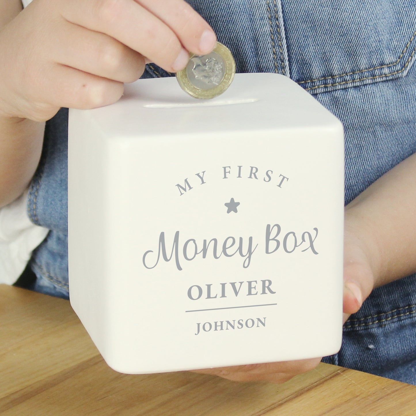 Personalised My First Ceramic Square Money Box - image 4