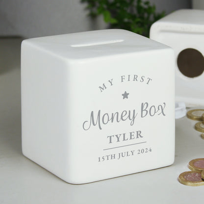 Personalised My First Ceramic Square Money Box - image 6