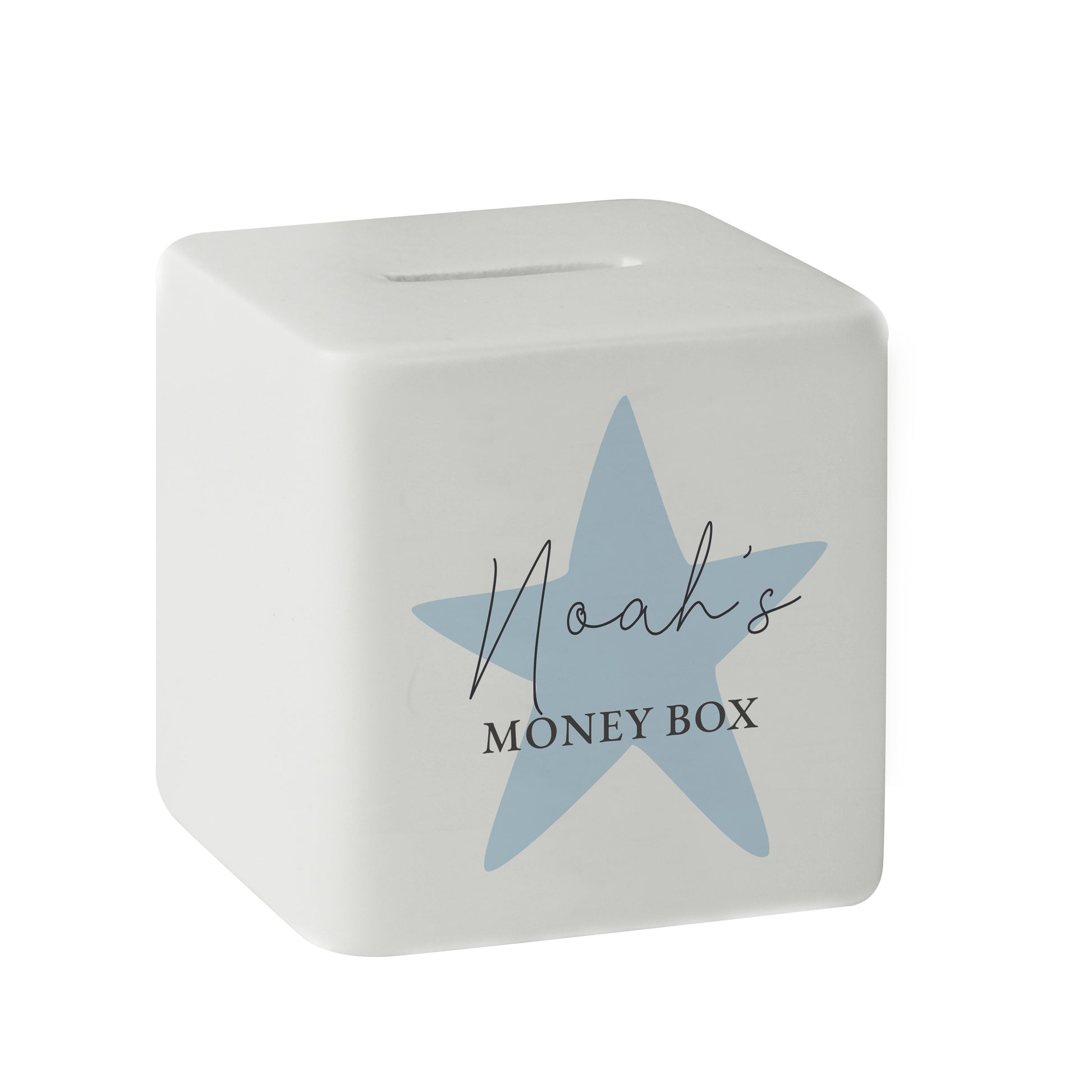 Personalised Blue Star Ceramic Square Money Box - image 5
