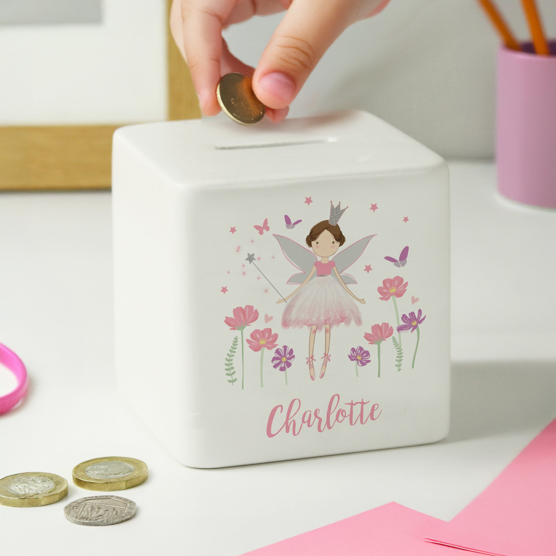 Personalised Fairy Princess Ceramic Money Box from Heartfelt Gifts