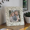 Personalised Leaf Print Ceramic 4x4 Photo Frame – Botanical Birthday Gift for Her