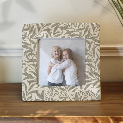 Personalised Leaf Print Ceramic 4x4 Photo Frame – Botanical Birthday Gift for Her - image 2