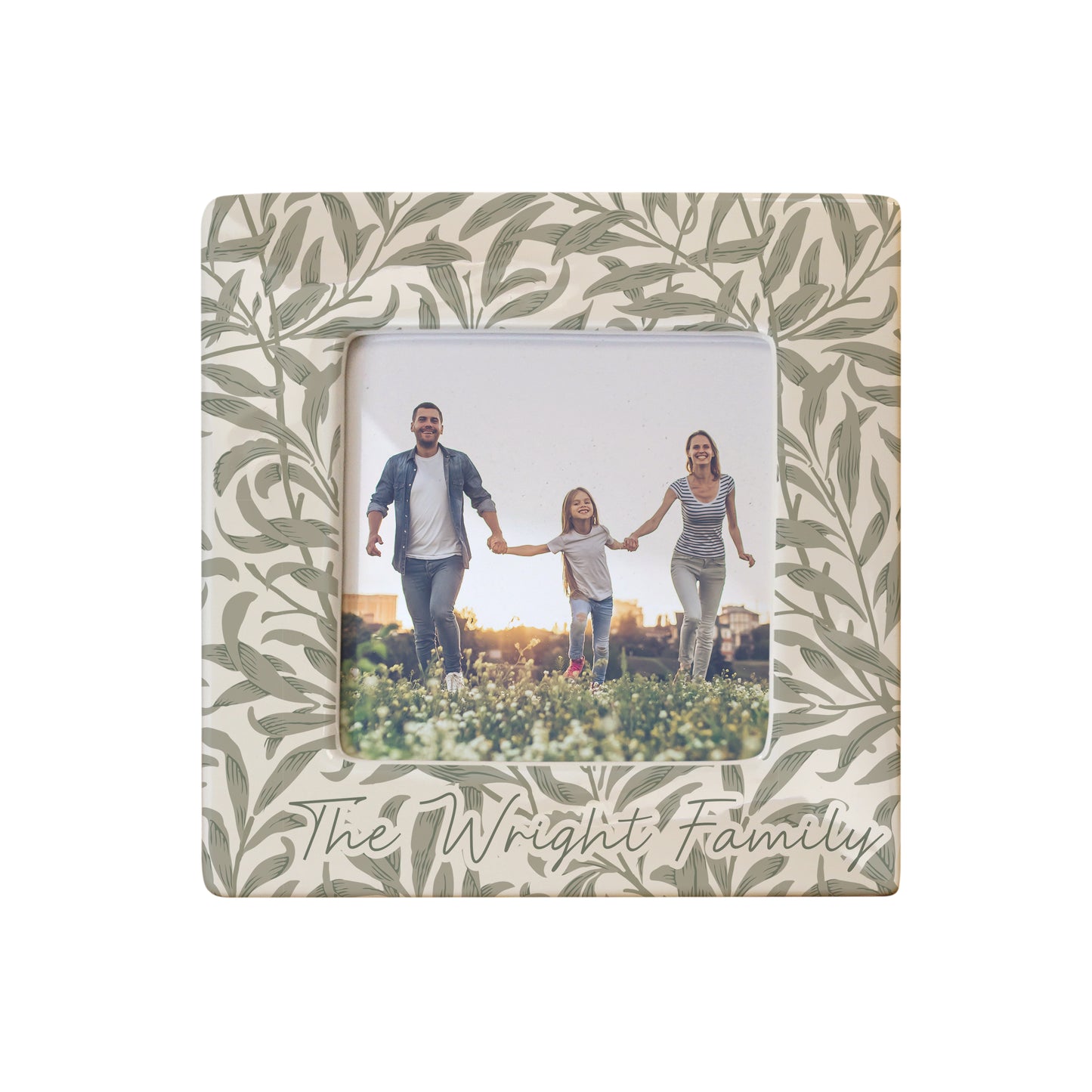 Personalised Leaf Print Ceramic 4x4 Photo Frame – Botanical Birthday Gift for Her - image 4
