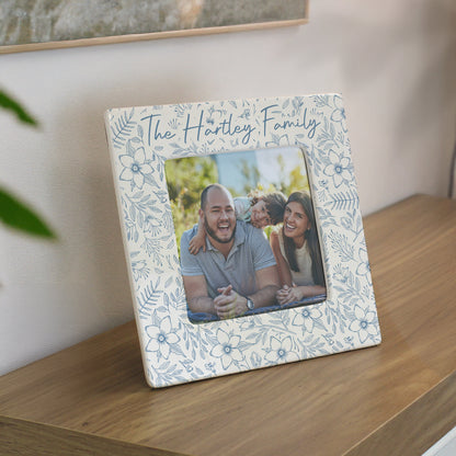 Personalised Blue Floral Ceramic 4x4 Photo Frame – Elegant Birthday Gift for Her - image 3